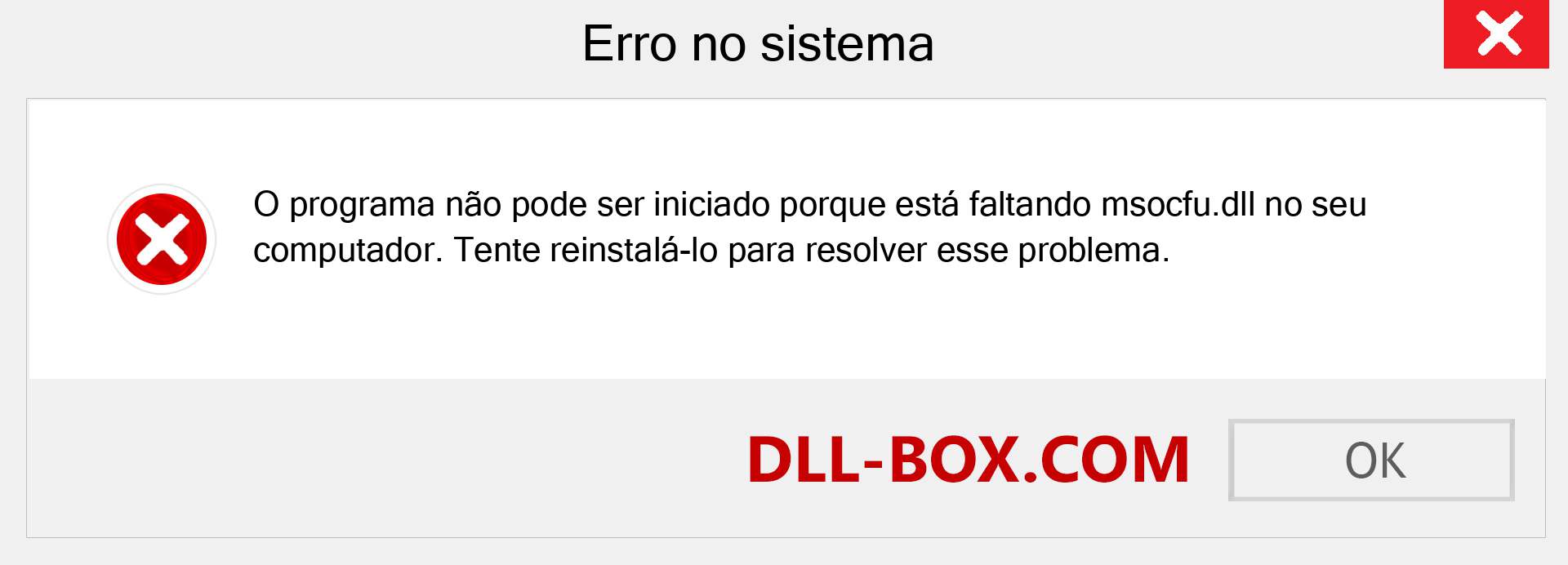 Arquivo msocfu.dll ausente ?. Download para Windows 7, 8, 10 - Correção de erro ausente msocfu dll no Windows, fotos, imagens